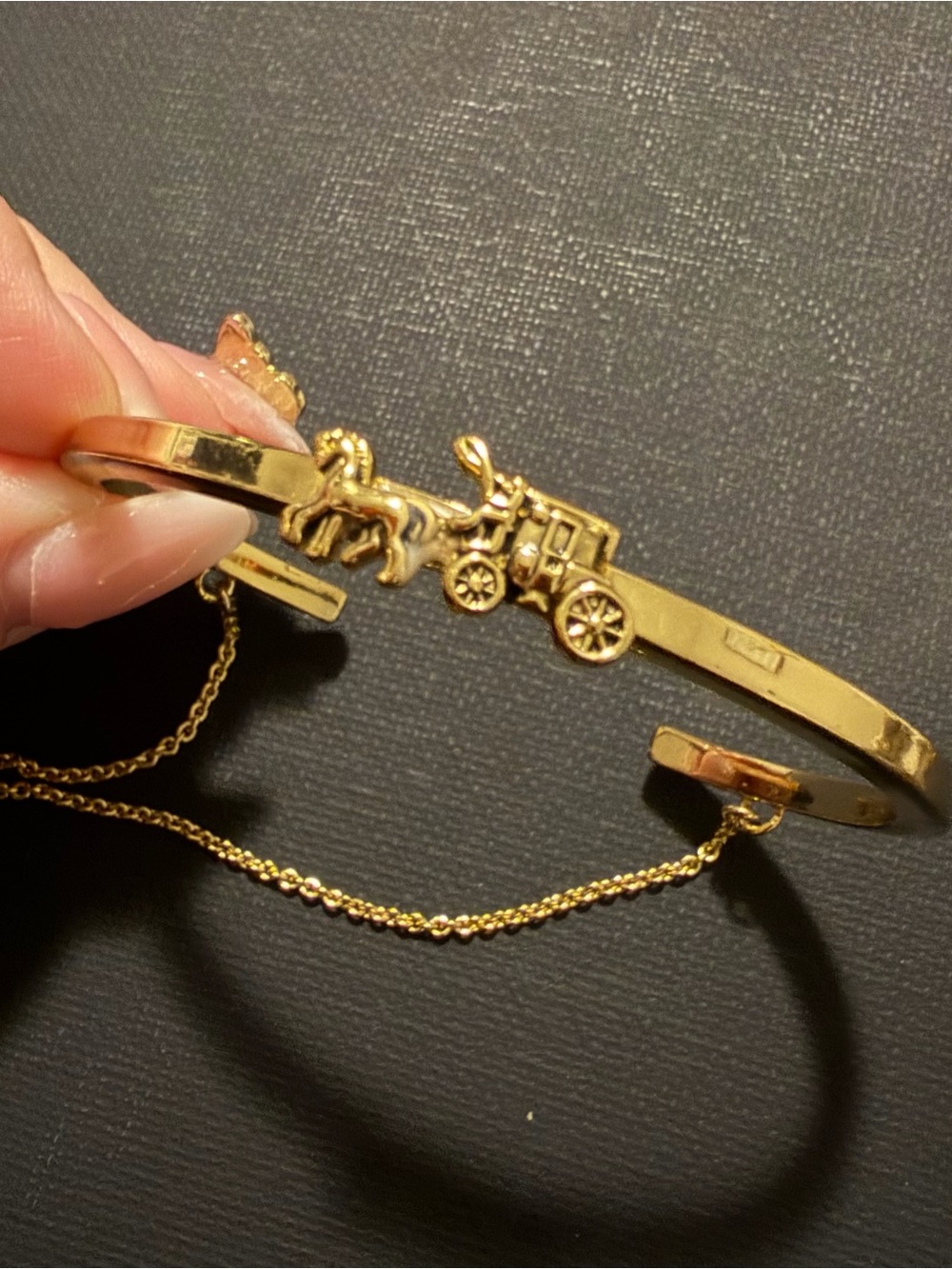 Authentic Coach Gold-Tone Horse & Carriage Bangle Bracelet